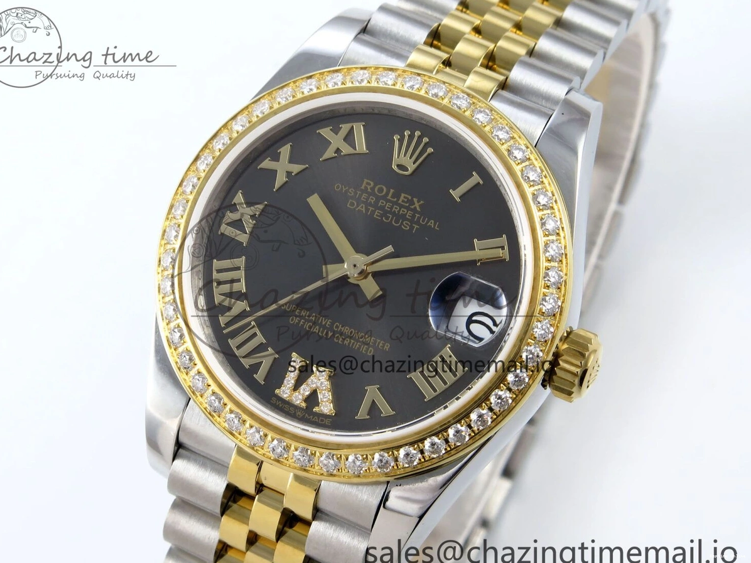 0513 Attractive DateJust 31 278383RBR JARF 1:1 Best Edition 904L Steel Gray Roman Diamonds Dial on SS YG Jubilee Bracelet HZ 880